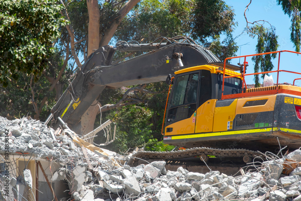 Fototapeta premium Demolition of Old Apartments Building