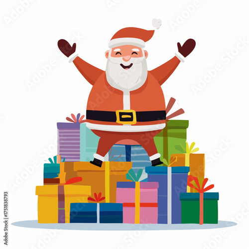 Hilarious Cartoon Santa Claus, Energetic Christmas Vector Fun