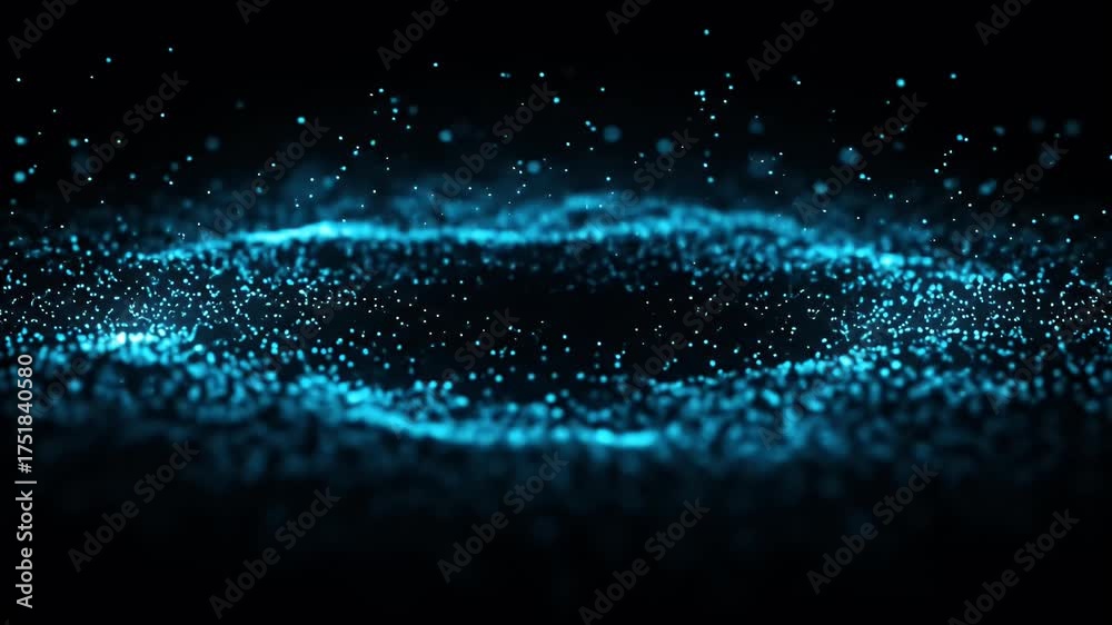 Abstract Blue Particle Wave Background Loop 3D Motion Graphics