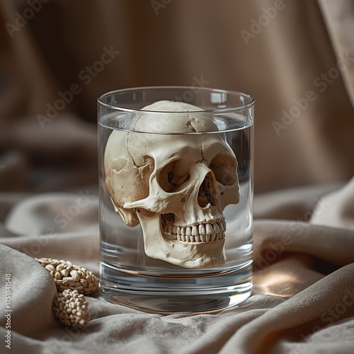 Glass Skull with Elegant Background – Artistic and Conceptual Design for Creative Projects”