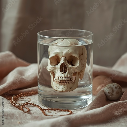 Glass Skull with Elegant Background – Artistic and Conceptual Design for Creative Projects”