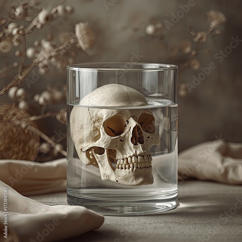 Glass Skull with Elegant Background – Artistic and Conceptual Design for Creative Projects”
