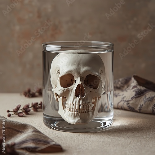 Glass Skull with Elegant Background – Artistic and Conceptual Design for Creative Projects”