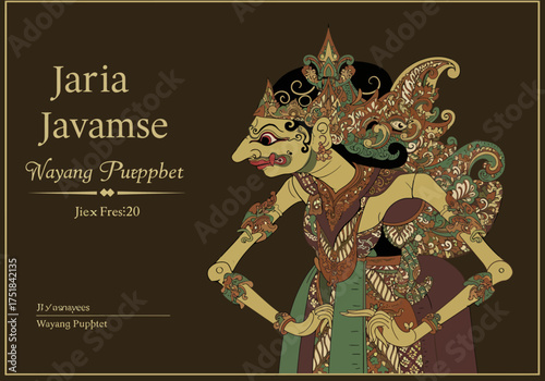 Javanese Wayang Puppet: Jaria Javamse Character Illustration.