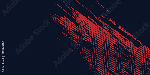 Red halftone dots blue color pattern gradient grunge texture background. Dot pop art comic sport style  sport background