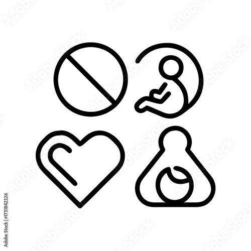 Contraception and pregnancy icons, representing family planning