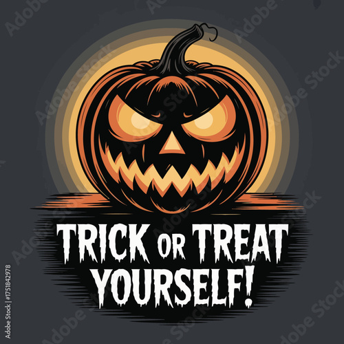 Trick or Treat Yourself Halloween Pumpkin Scary Jack-o'-Lantern Design