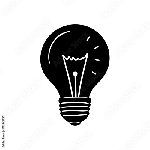 Silhouette of a lightbulb design on transparent background