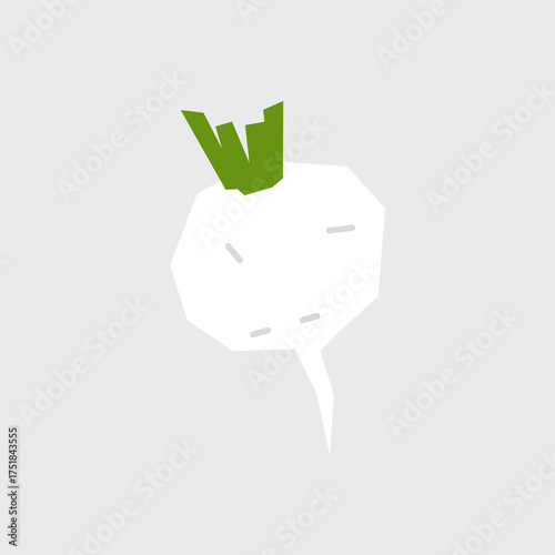 Fresh turnip illustration. Simple icon of root vegetable for farmers market advertising. Vector symbol of harvested salad vegetables in minimal flat style.