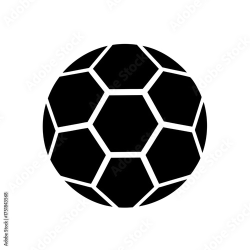 Black soccer ball simple design art on transparent background silhouette