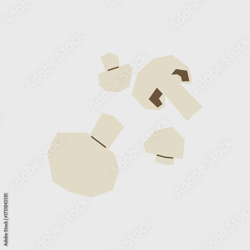 Fresh champignon illustration. Simple icon of mushrooms for farmers market advertising. Vector symbol of harvested fungi in minimal flat style.