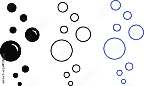 water drop three style icons set vector illustration art