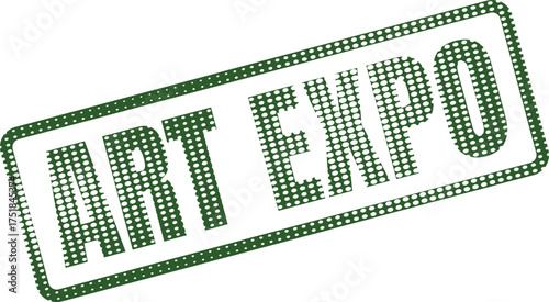 A bright green dotted rectangular graphic stamp clearly shows the bold text Art Expo