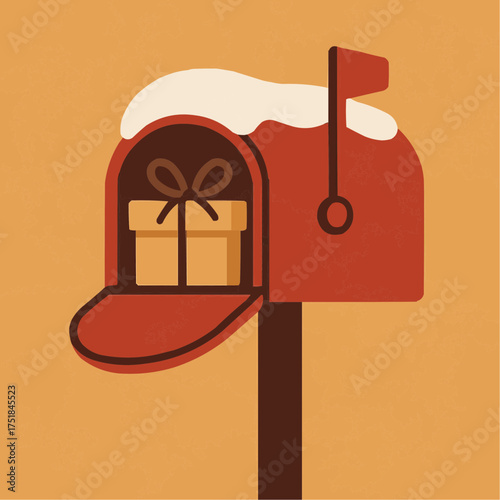 Festive gift arrives in snowy mailbox, perfect for holiday cheer