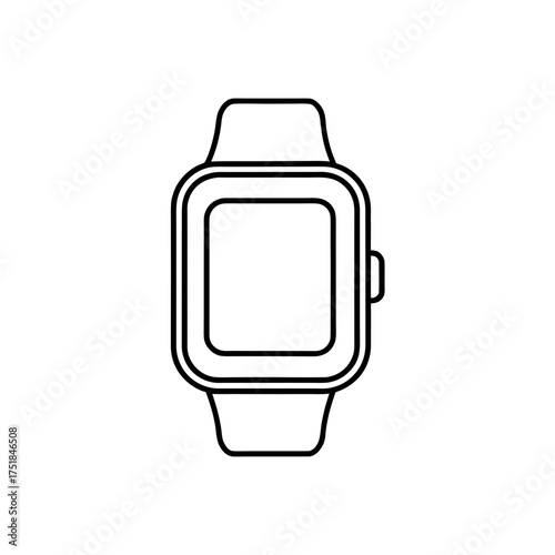 Outline of a smartwatch with bands on transparent background
