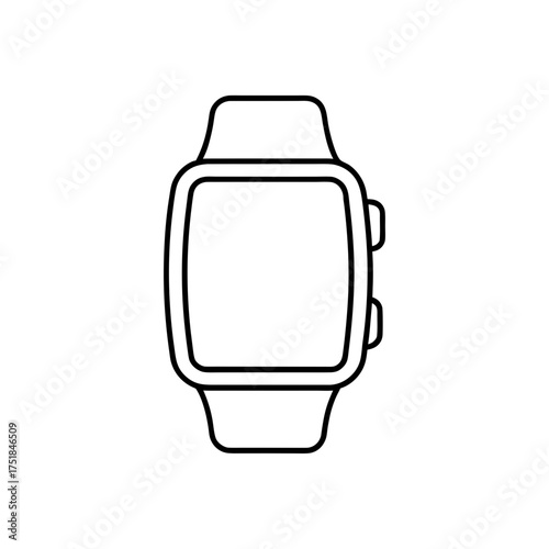 Outline drawing of a smart watch on transparent background