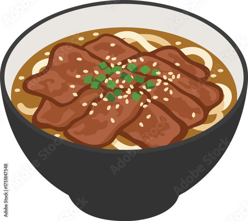 Delicious bowl of ramen with sliced meat and sesame seeds.