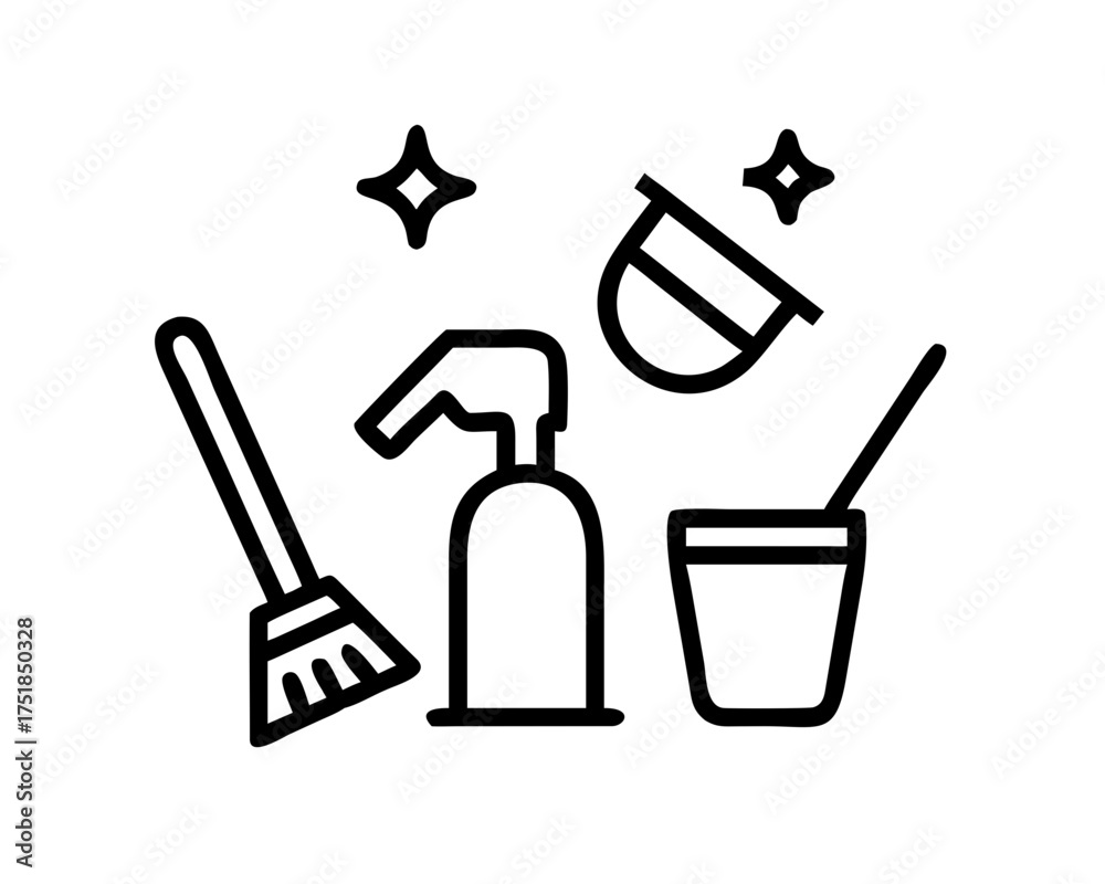 Obraz premium Cleaning supplies for household chores and hygiene