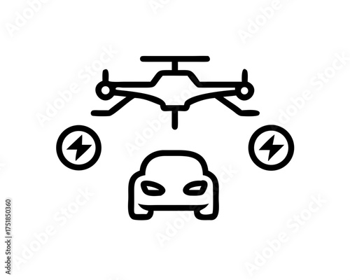 Electric car with drone, representing innovation