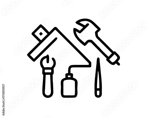 Plumbing service and repair with wrench icon