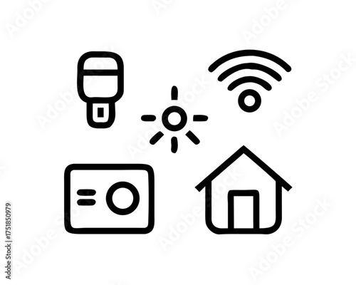 Smart home automation icons for modern technology