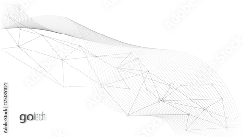 Abstract modern background with black and white color and network technology, digital and futuristic.