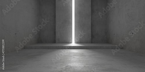 Quadro em tela Abstract empty, modern concrete room with small light slit in the back wall and