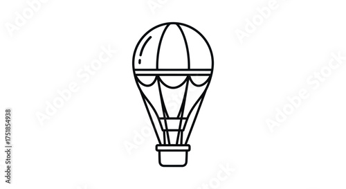 Simple Line Art Illustration of a Classic Hot Air Balloon.