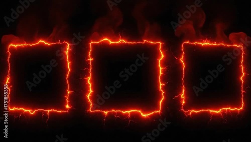 Electrifying frame animation with glowing red energy border for dynamic presentations and modern designs, perfect for tech and gaming content