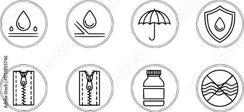 Moisture resistant icons set for protective design and branding