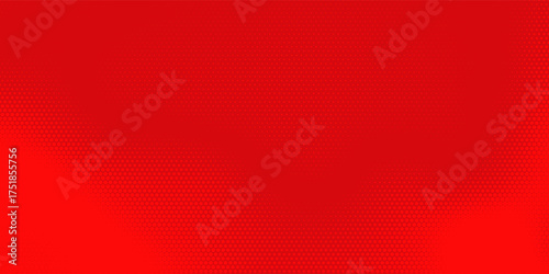 Abstract dots halftone red color pattern gradient texture with technology digital background. Pop art comics style.