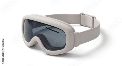 Modern Light Beige Ski Goggles with Dark Lenses for Winter Sports.