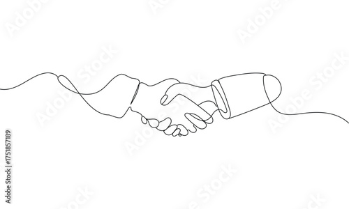  line art of two hands shaking vector illustration. Hand Shake vector illustration isolate background.