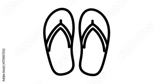 Simple black outline icon of a pair of flip-flops.