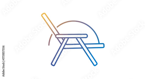 Minimalist line art of a colorful deck chair with adjustable back.