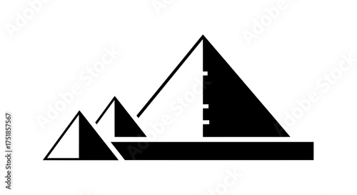 Stylized Silhouette of Egyptian Pyramids and Sphinx.