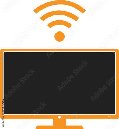 “Wireless Monitor Connection Icon – Modern WiFi Display Symbol for Smart TV, Screen Mirroring, and Digital Connectivity Concepts”
