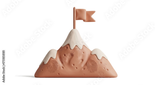 A stylized minimalist mountain peak with a flag representing achievement and success.