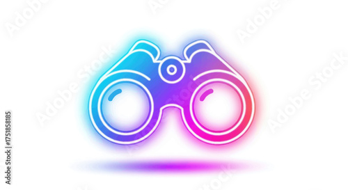 Neon Gradient Binoculars Icon with Colorful Glow.