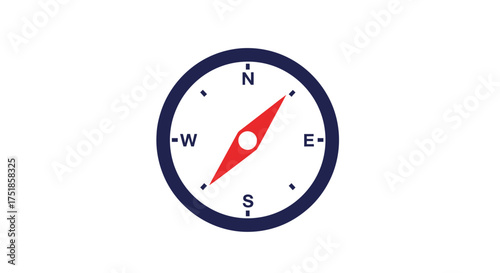 Classic Navigational Compass with Red and White Needle.