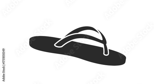 Simple Black Silhouette of a Flip-Flop Sandal.