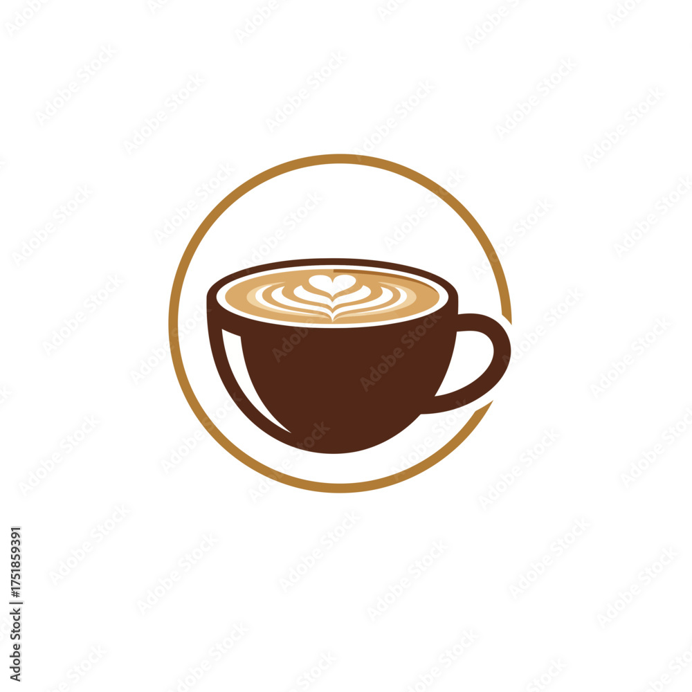 Obraz premium Latte Art Coffee Cup Emblem A Warm Circle of Flavor