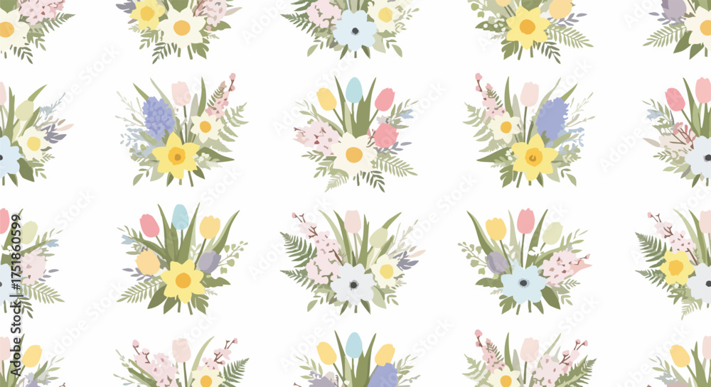 Obraz premium Floral pattern featuring an array of springtime flowers