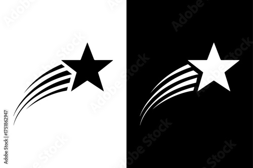 Fotografie Celestial Falling Star — Monochrome Minimalist Icon Set.