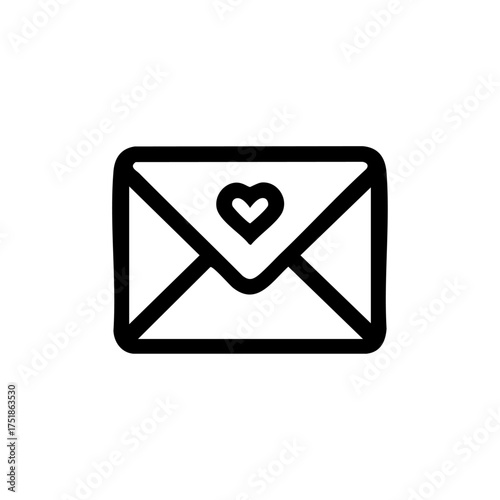 Envelope sealed with a small heart, representing love letters, affection, and romantic messages.
