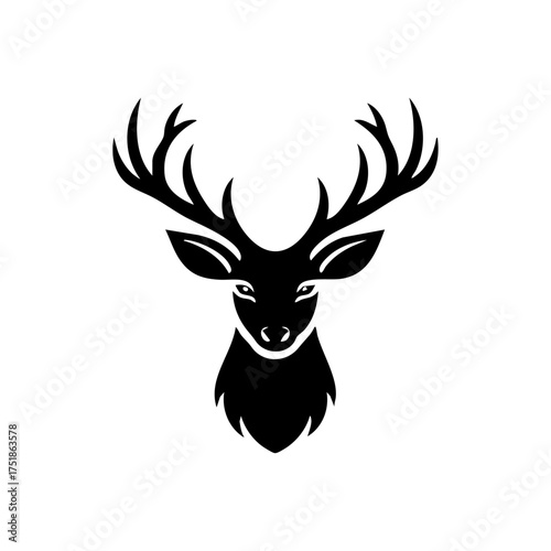 Stylized deer head with detailed antlers, evoking strength, grace, and the spirit of winter wildlife.
