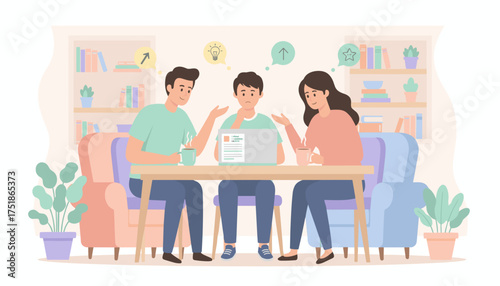 Team collaboration at home sharing ideas and solving problems fostering growth and support