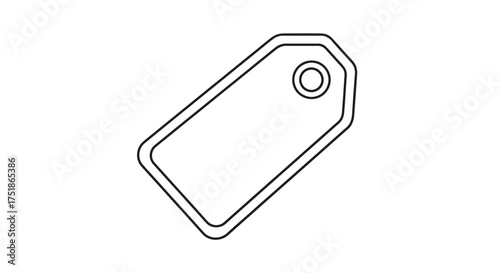 Simple Outline of a Rectangular Price Tag with a Hole.