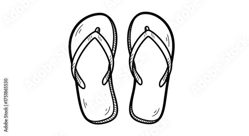 Hand-drawn sketch of a pair of simple flip-flop sandals.