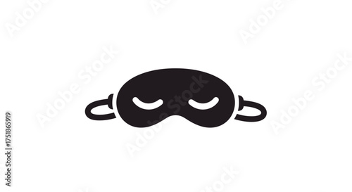 Black Sleep Mask with Closed Eyes Icon.